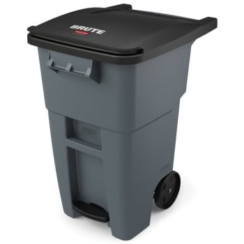 Image for Rubbermaid Brute 50 Gallon Step-On Polyethylene Rollout Trash Can W/ Lid (Gray) from HD Supply