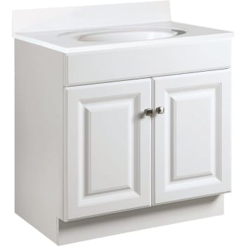 Seasons® 30W x 31-1/2H x 18"D White Thermofoil 2 Door Vanity Base Cabinet