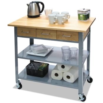 Image for Vertiflex® Silver/brown Steel/wood Countertop Serving Cart 35.5 X 19.75 X 34.25" from HD Supply