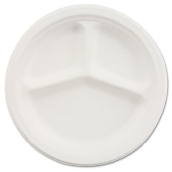 Chinet® Paper White Paper Round Dinnerware 3-Compartment Plate Pack Of 500