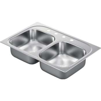 Image for Moen 33 x 22" Double Bowl Stainless Steel Kitchen Sink 4" Hole 8" Depth from HD Supply