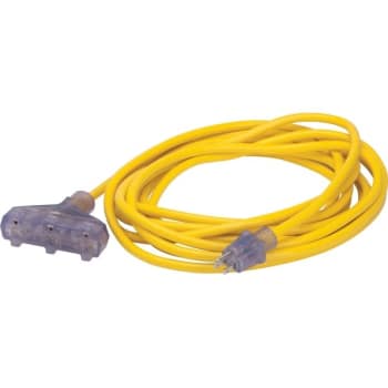 Image for Prime Wire & Cable® SJTW 25 ft 12/3-Gauge Outdoor Triple-Tap Power Extension Cord (Yellow) from HD Supply