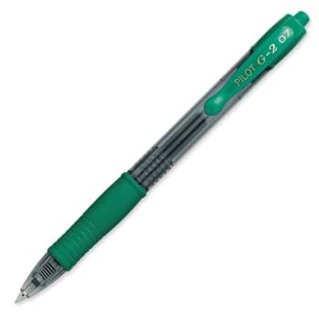 Pilot G-2® 1.0 MM Green/Clear Fine Point Retractable Gel Pen, Package Of 12