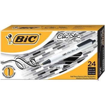 Image for BIC® Clic Stic® 1.0 MM Black Medium Point Retractable Pen Pack Of 24 from HD Supply