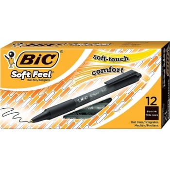 Bic® Soft Feel 1.0 Mm Black Medium Retractable Ballpoint Pen Pack Of 12