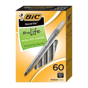 BIC® Stic Medium Ball Pens (Black) (60-Case)