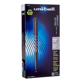 Uni-Ball® Onyx 0.5 MM Black Micro Point Rollerball Pen, Package Of 12