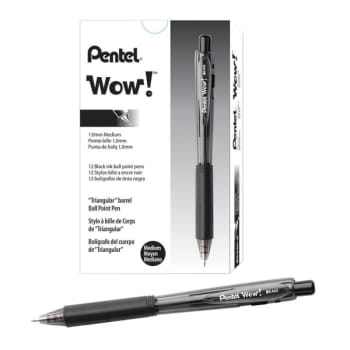Pentel® Wow! 1.0 MM Black Medium Retractable Ballpoint Pen, Package Of 12