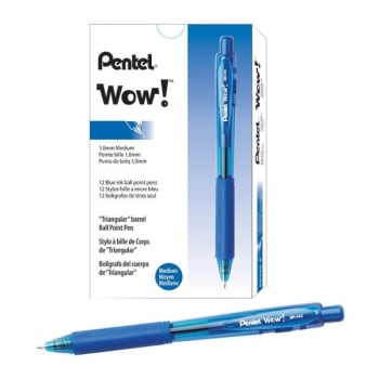 Image for Pentel® Wow! 1.0 Mm Blue Medium Retractable Ballpoint Pen, Package Of 12 from HD Supply