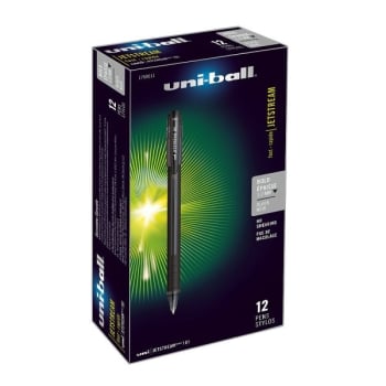 Uni-Ball® Jetstream 1.0 MM Black Medium Point 101 Rollerball Pen, Package Of 12