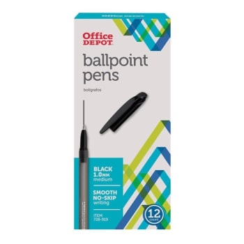 Office Depot® 1.0 MM Black Medium Tinted Ballpoint Stick Pen, Package Of 12