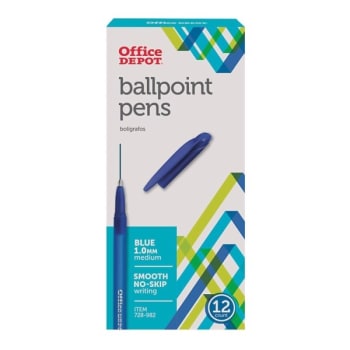 Image for Office Depot® 1.0 MM Blue Medium Tinted Ballpoint Stick Pen, Package Of 12 from HD Supply