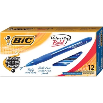 BIC® 1.6 MM Blue Bold Gel-ocity® Ballpoint Pen Pack Of 12