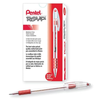 Pentel® R.S.V.P 1.0 MM Red Medium Ballpoint Pen, Package Of 12