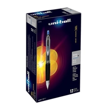 Uni-Ball® Blue Micro Point 207 Retractable Fraud Prevention Gel Pen, Pack Of 12