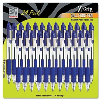 Zebra® Z-Grip® Medium Blue Retractable Ballpoint Pen, Pack Of 24