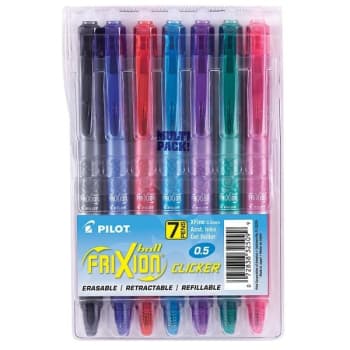 Pilot 0.5 MM Assorted Colors Fine Point Frixion Erasable Gel Pen Pack Of 7