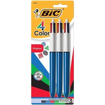 BIC® 1.0 MM 4-Color Medium Retractable Ballpoint Pen Package Of 3