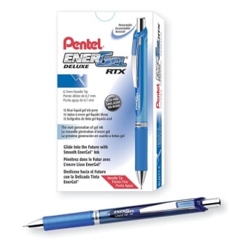 Energel® Pentel® 0.7mmRTX Blue Needle Point Deluxe Retractable Pen Pack Of 12