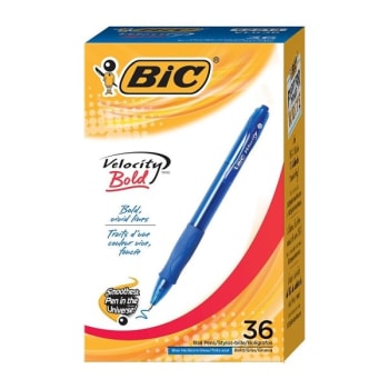 BIC® Velocity® 1.6 MM Blue Bold Ballpoint Pen Package Of 36