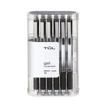 TUL® 0.7 M Black Medium Point Retractable Gel Pen, Package Of 12