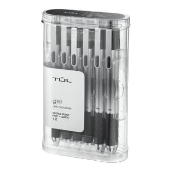 TUL® 0.5 MM Black Needle Point Gl1 Retractable Gel Pen, Package Of 12