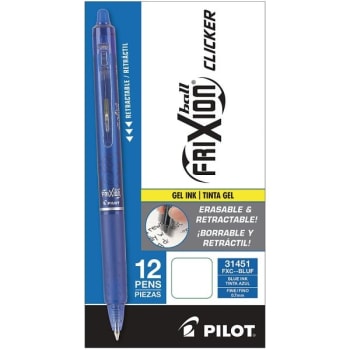 Image for Pilot Frixion 0.7 MM Blue Fine Point Clicker Erasable Gel Pen, Package Of 12 from HD Supply