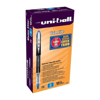 Image for Uni-Ball® Vision Elite 0.5 Mm Blue Ultra-Fine Point Rollerball Pen, Pack Of 12 from HD Supply