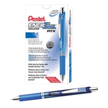 Image for Pentel® Energel® 0.5 MM Blue Fine Point Retractable Liquid Gel Pen, Pack Of 12 from HD Supply