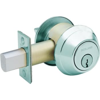 Image for Schlage B600 Heavy Duty Keyed 6-Pin Cylinder Brass Deadbolt (Satin Chrome) from HD Supply
