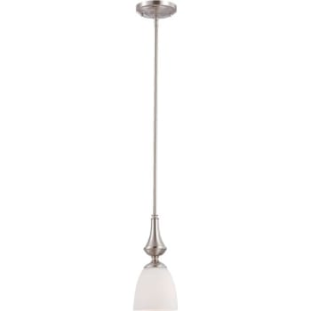 Satco® 1-Light Mini-Pendant Brushed Nickel Fixture With Adjustable Frosted Glass