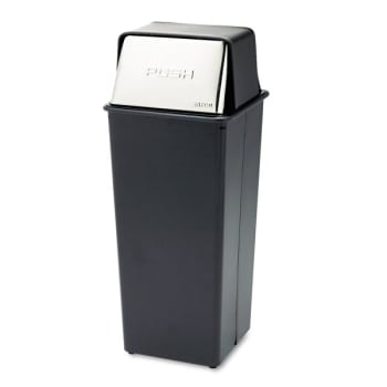Image for Safco 21 Gallon Push Top Trash Square Receptacle (Black/Chrome) from HD Supply