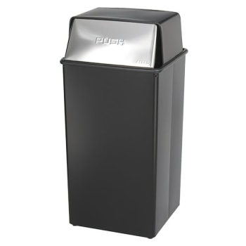 Image for Safco 36 Gallon Reflections Push Top Steel Square Receptacle (Black/Chrome) from HD Supply