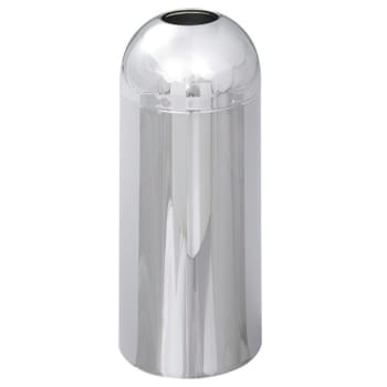 Safco 15 Gallon Reflections Open-Top Steel Round Dome Receptacle (Chrome)