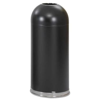 Safco 15 Gallon Dome Steel Round Open-Top Receptacle (Black)