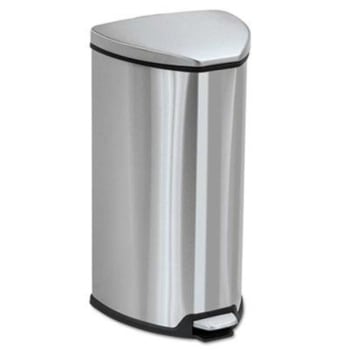 Safco 7 Gallon Stainless Steel Step-On Waste Receptacle (Chrome/Black)