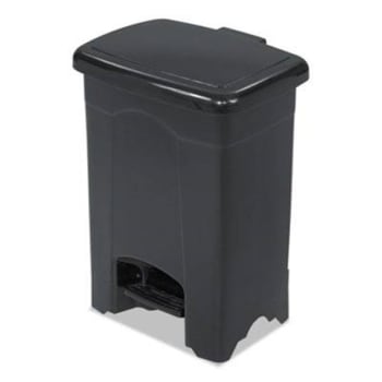 Safco 4 Gallon Rectangular Plastic Step-On Trash Receptacle (Black)