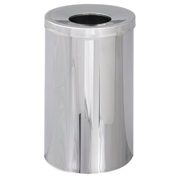 Image for Safco 35 Gallon Reflections Steel Round Open-Top Receptacle (Chrome/black) from HD Supply