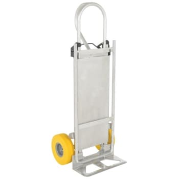 Image for Vestil 500 lb Capacity Silver Hand Truck With Folding Platform And Yellow Wheel from HD Supply