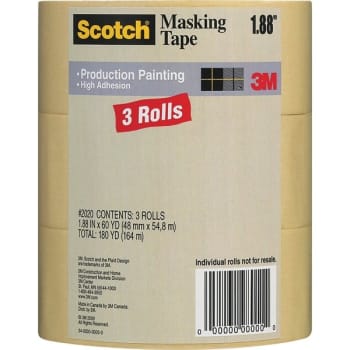 3M 2020-48ECP 48mm x 55m Production Painting Masking Tape, Case Of 3