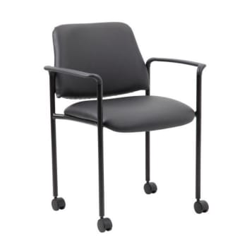 Image for Boss Office Products Square Back Diamond Stacking Chair w/ Wheels (Black) from HD Supply