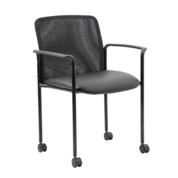 Boss Office Products Guest Chair, With Casters, Mesh, Black