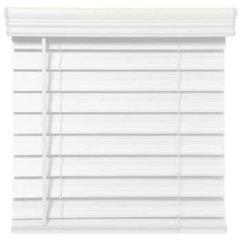 Image for Champion 2.5 In. Embossed Faux Wood 66 In. X 72 In. Room Darkening Blind, White from HD Supply