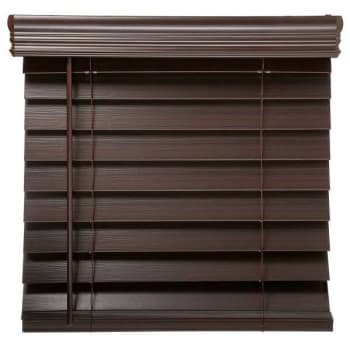 Champion 2.5 In. Embossed Faux Wood 66 In. X 72 In. Room Darkening Blind, Dark Walnut