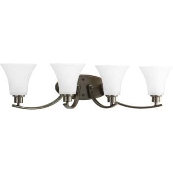 Image for Progress Lighting Joy 30 in 4-Light Vanity Light Fixture w/ Etched Glass (Antique Bronze/White) from HD Supply