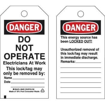 Image for Brady Laminated Lockout Safety Tags (25-Pack) from HD Supply
