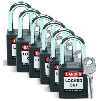 Image for Brady Safety Padlock NylonShackle Clearance1.5,Black KeyedDifferent,Package Of 6 from HD Supply
