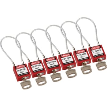 Image for Brady Safety Padlock Nylon Shackle Clearance 4.2, Red Keyed Alike, Package Of 6 from HD Supply