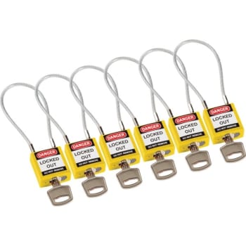 Image for Brady Safety Padlock Nylon Shackle Clearance 4.2,Yellow Keyed Alike Package Of 6 from HD Supply