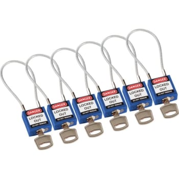 Image for Brady Safety Padlock Nylon Shackle Clearance 4.2, Blue Keyed Alike, Package Of 6 from HD Supply